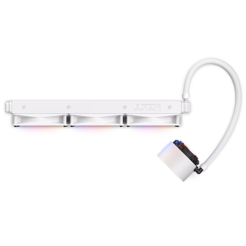 NZXT Kraken Elite 360 RGB AIO Liquid CPU Cooler, 360mm Alumnum Radiator, 2.36" LCD Display, 3x 120mm PWM Fans, 1800 RPM Fan Speed, 78.86 CFM Airflow, 15.7" Nylon Rubber Tubing, White | RL-KR36E-W1 thumbnail 3