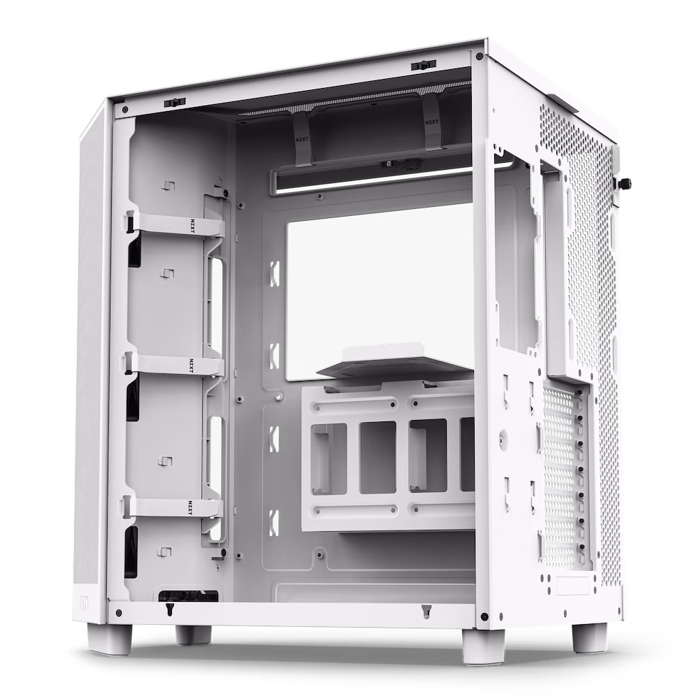 NZXT H6 Flow RGB Compact Dual-Chamber Airflow Mid-Tower ATX Case, Panoramic Glass Panels, Up to 360 mm Radiator & 3x 120mm RGB Fans, Cable Mgt, USB-C 3.2 / USB-A 3.2, White | CC-H61FW-R1 thumbnail 3