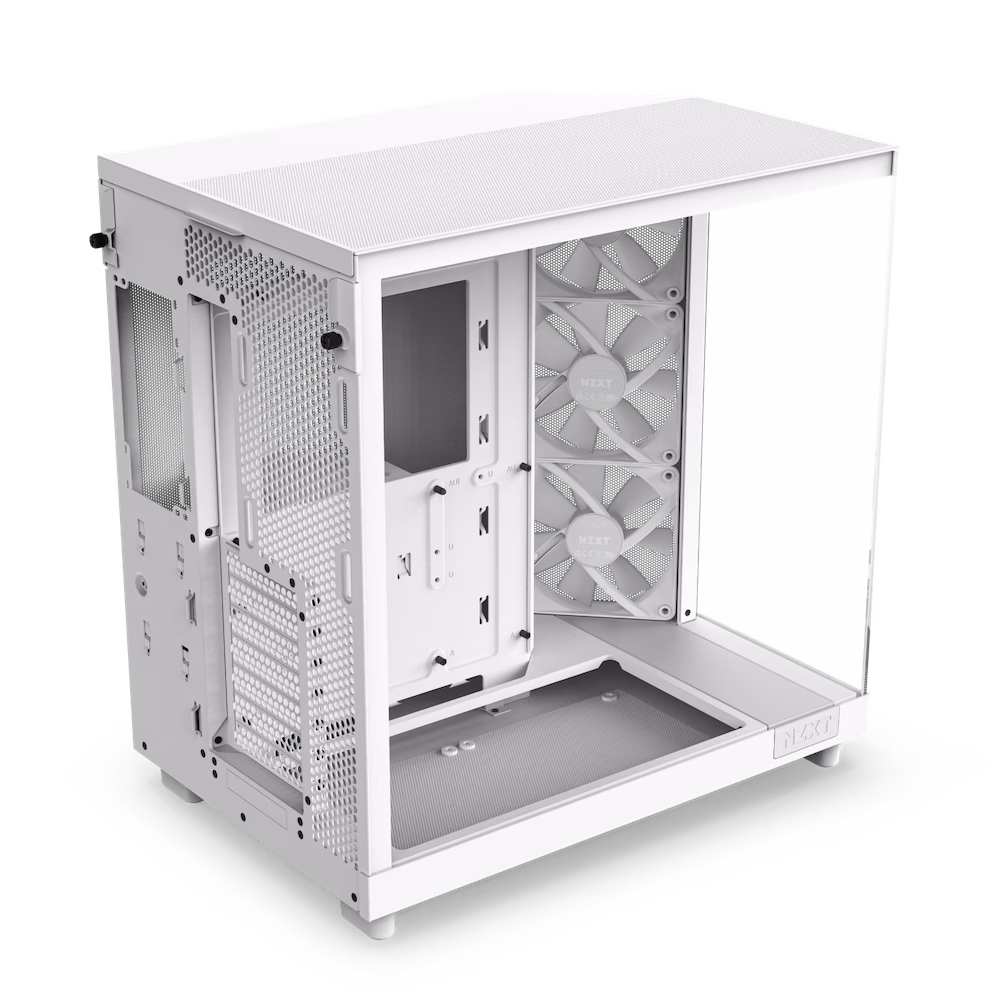 NZXT H6 Flow RGB Compact Dual-Chamber Airflow Mid-Tower ATX Case, Panoramic Glass Panels, Up to 360 mm Radiator & 3x 120mm RGB Fans, Cable Mgt, USB-C 3.2 / USB-A 3.2, White | CC-H61FW-R1 thumbnail 5