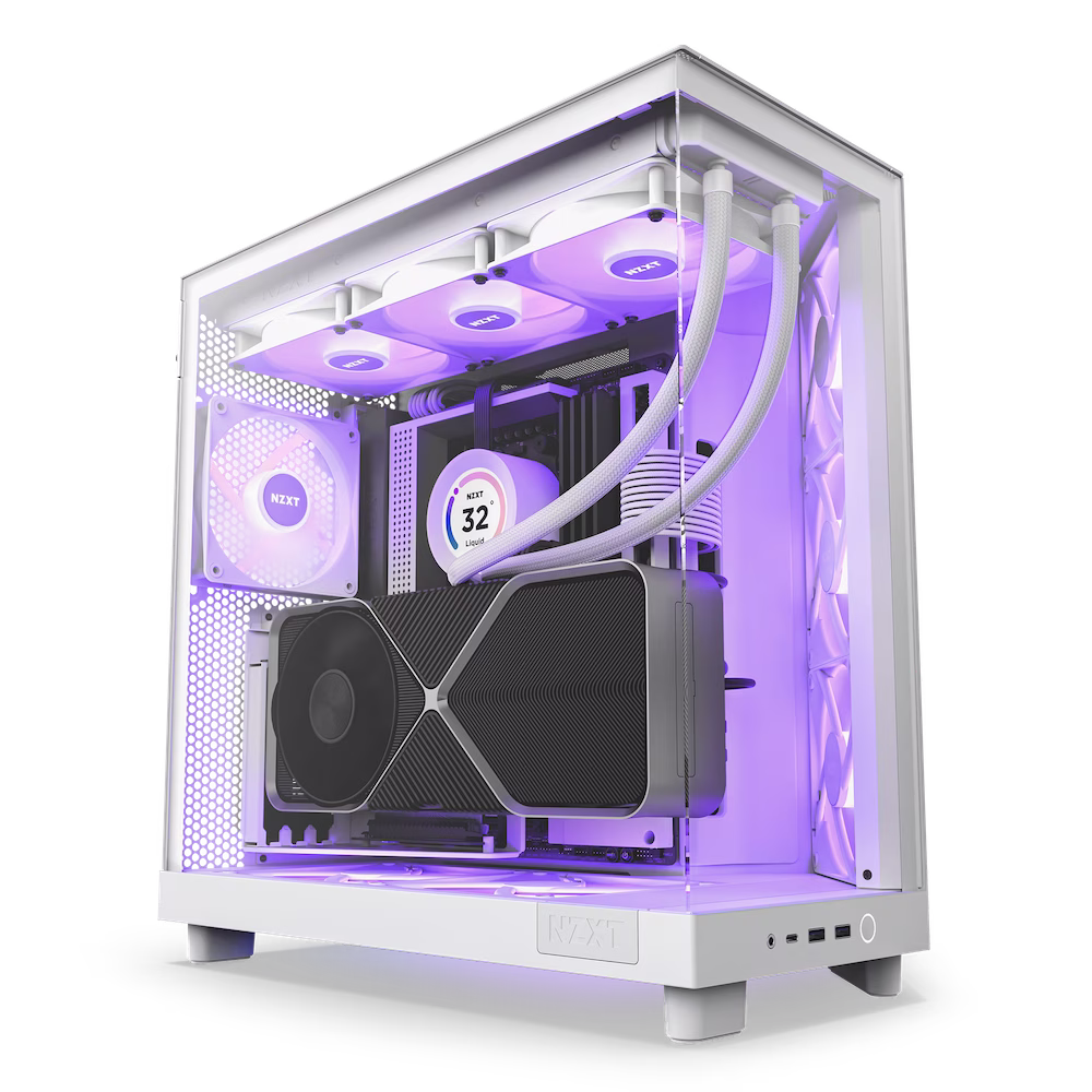 NZXT H6 Flow RGB Compact Dual-Chamber Airflow Mid-Tower ATX Case, Panoramic Glass Panels, Up to 360 mm Radiator & 3x 120mm RGB Fans, Cable Mgt, USB-C 3.2 / USB-A 3.2, White | CC-H61FW-R1 – Buy Online