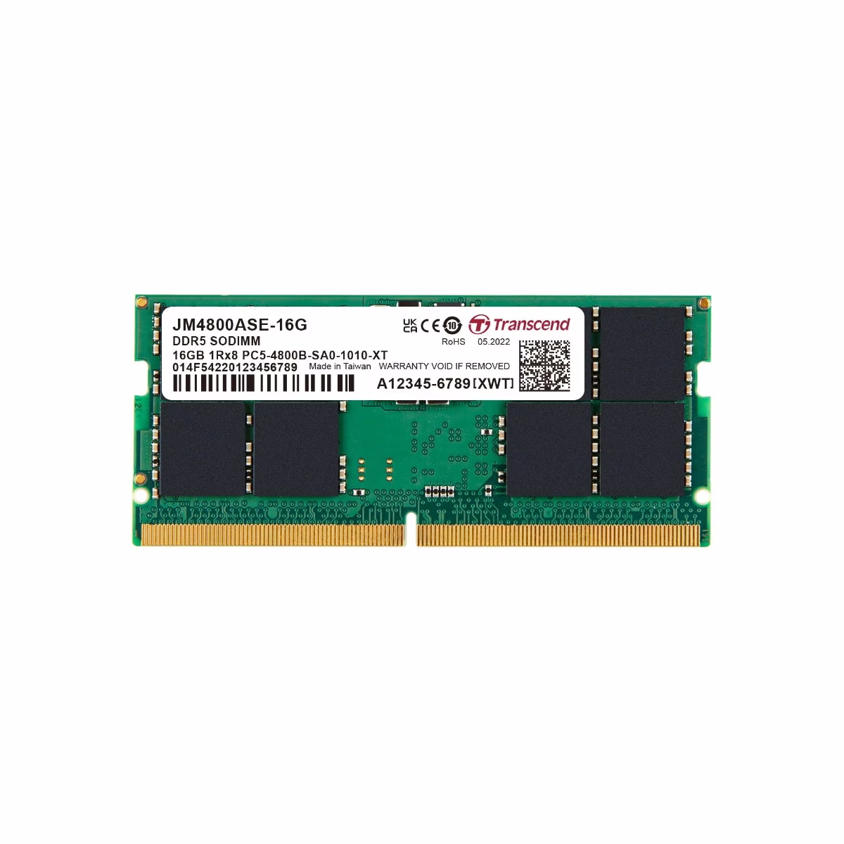 Transcend DDR5-4800 Unbuffered SO-DIMM Laptop Memory, CL40, 262 pin | JM4800ASE-16G thumbnail 4