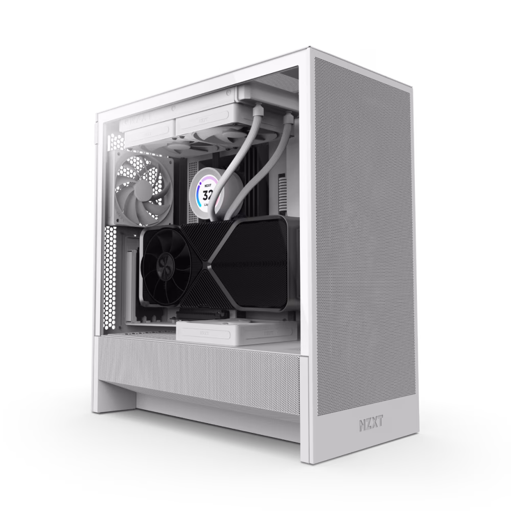 NZXT H5 Flow 2024 - Compact ATX Mid-Tower PC Gaming Case - High Airflow - 2 x 120mm Fans Included - 360mm Front & 240mm Top Radiator Support - Cable Management System - Tempered Glass - White | CC-H52FW-01 thumbnail 9