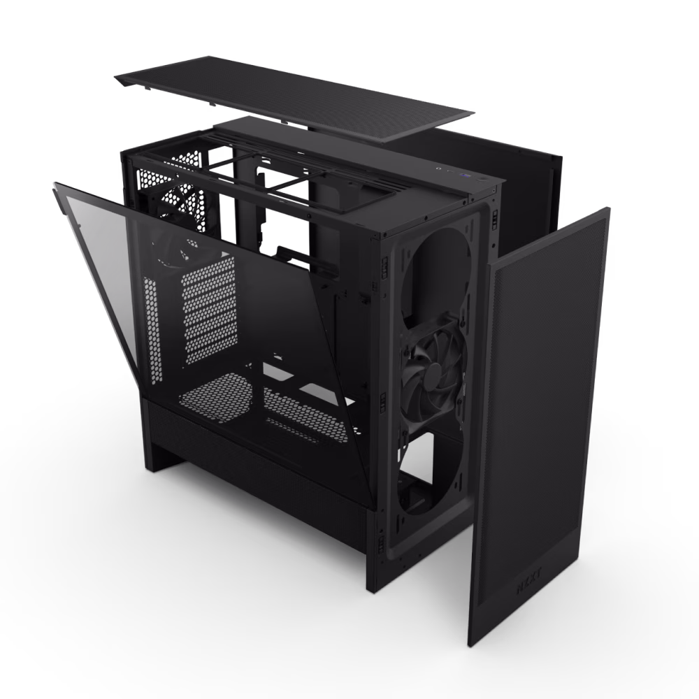 NZXT H5 Flow 2024 - Compact ATX Mid-Tower PC Gaming Case - High Airflow - 2 x 120mm Fans Included - 360mm Front & 240mm Top Radiator Support - Cable Management System - Tempered Glass - Black | CC-H52FB-01 thumbnail 2