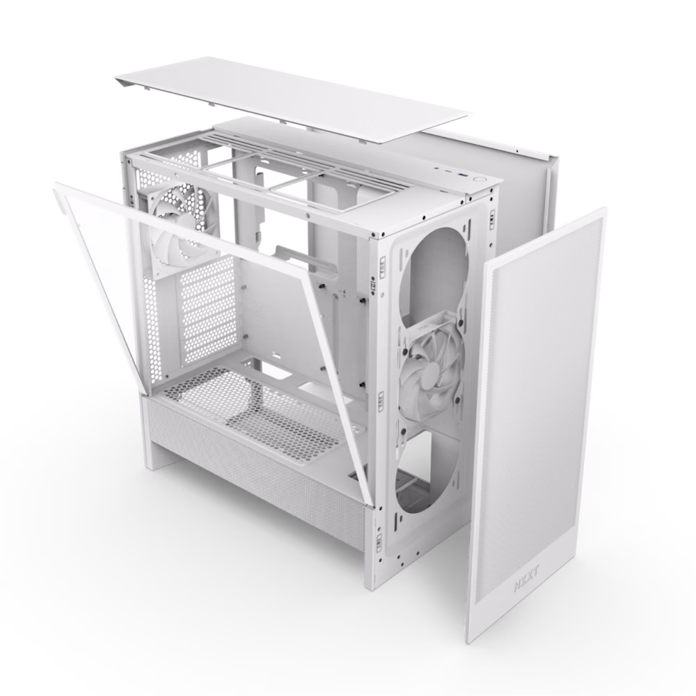 NZXT H5 Flow 2024 - Compact ATX Mid-Tower PC Gaming Case - High Airflow - 2 x 120mm Fans Included - 360mm Front & 240mm Top Radiator Support - Cable Management System - Tempered Glass - White | CC-H52FW-01 thumbnail 4