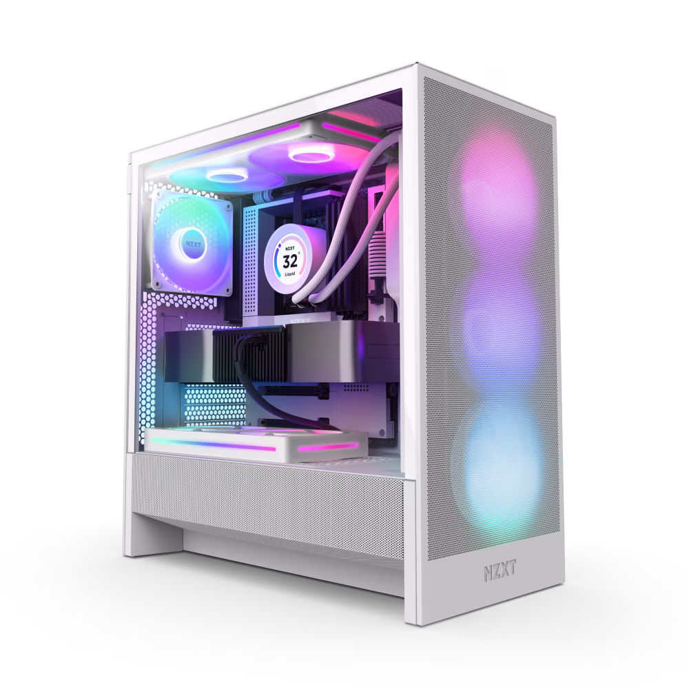 NZXT H5 Flow RGB 2024 - Compact ATX Mid-Tower PC Gaming Case - High Airflow - F360 RGB Core (CV) Included - 360mm Front & 240mm Top Radiator Support - Cable Management - Tempered Glass - White | CC-52FW-R1 – Buy Online