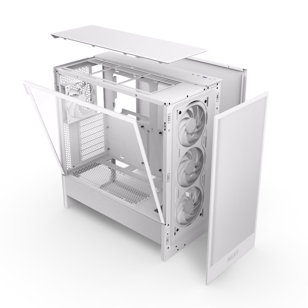 NZXT H5 Flow RGB 2024 - Compact ATX Mid-Tower PC Gaming Case - High Airflow - F360 RGB Core (CV) Included - 360mm Front & 240mm Top Radiator Support - Cable Management - Tempered Glass - White | CC-52FW-R1 thumbnail 2