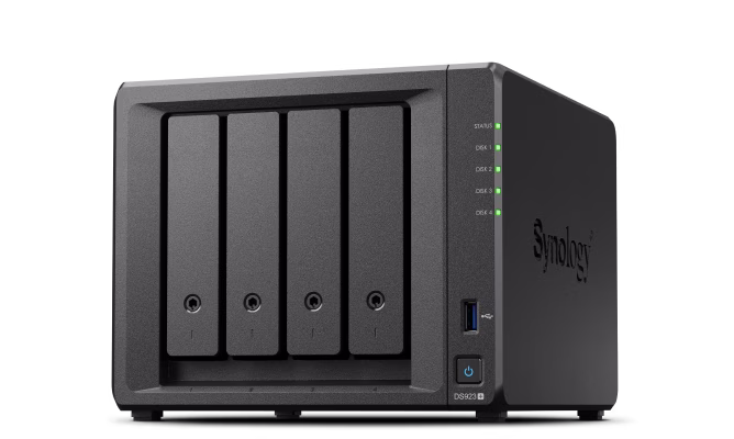 Synology  DS923+, Tower, 4-Bays 3.5 SATA HDD/SSD, 2 x M.2 2280 NVMe SSD slot,  AMD R1600 2-core 2.6 (base) 4 GB DR4 ECC   4711174724451  846504004454 image