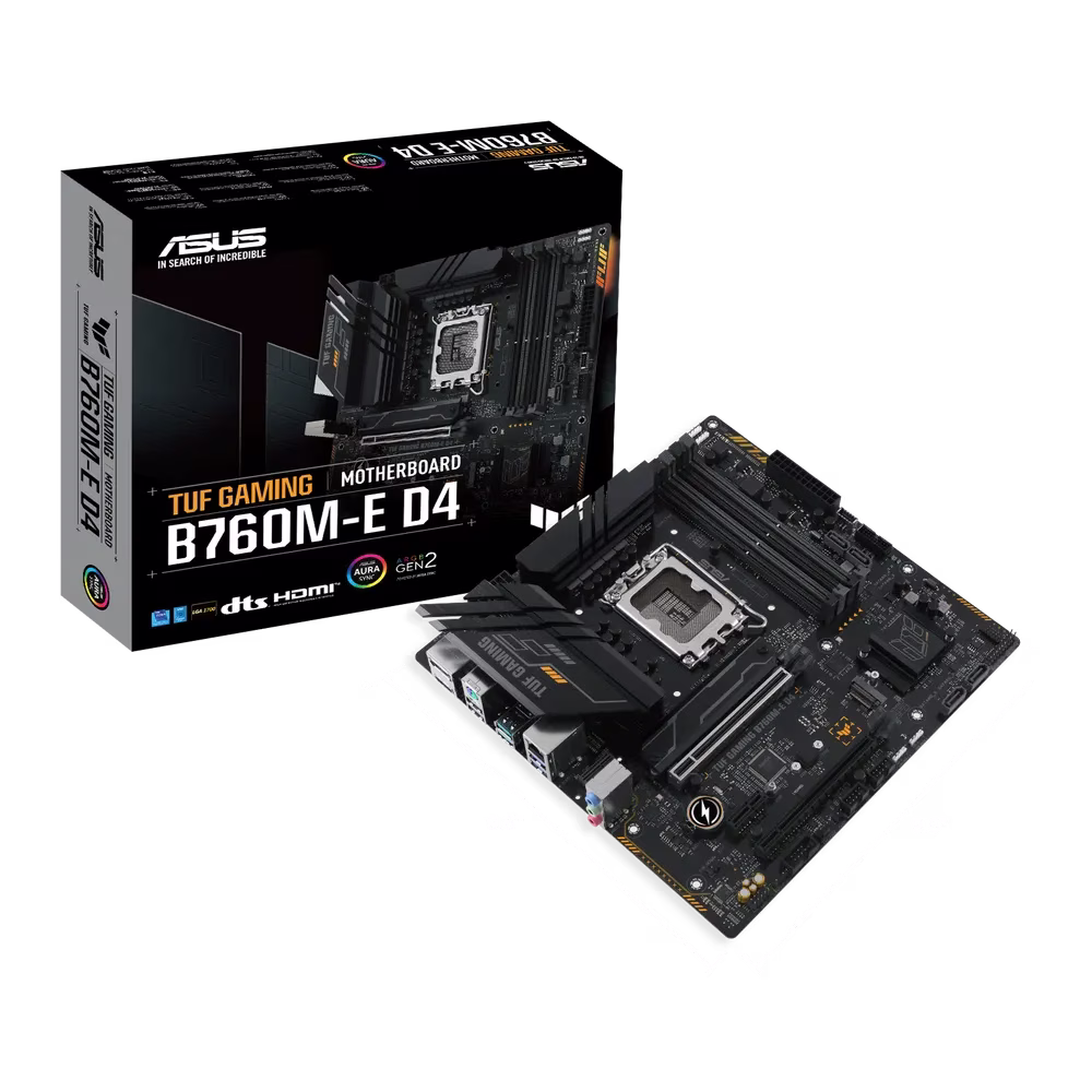 ASUS TUF GAMING B760M-E D4 LGA1700 mATX Motherboard, Intel B760 Chipset, 4x DDR4 DIMM, 128GB Max Memory, 2.5Gb Ethernet, 2 x M.2, PCIe 4.0, USB 3.2 10G/5G, HDMI / DP / PS/2 | 90MB1E90-M0EAY0 thumbnail 3