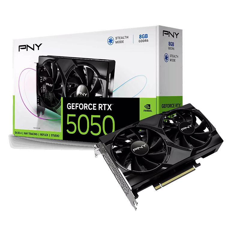PNY NVIDIA GeForce RTX 5050 Dual Fan 8GB GDDR6 Graphics Card, 2560 CUDA Cores, Blackwell Architecture | VCG50508DFXPB1 – Buy Online