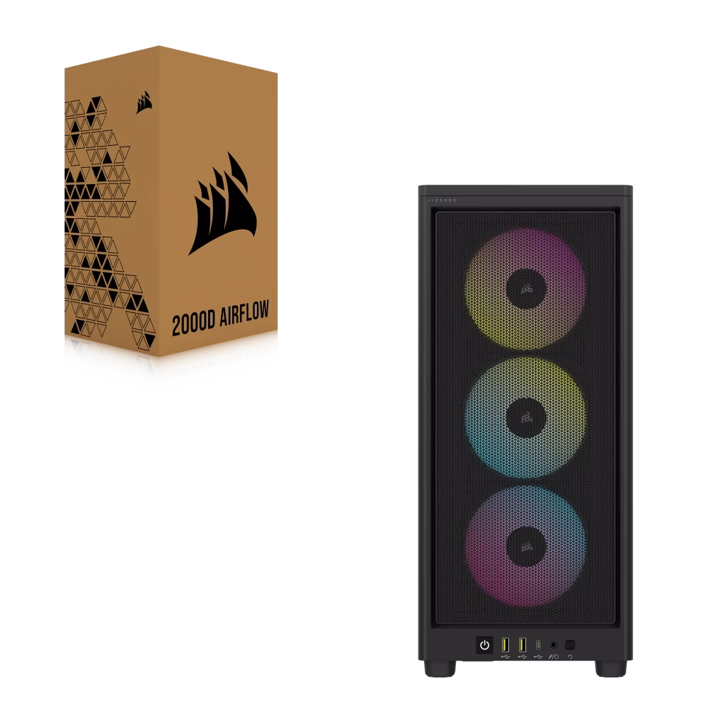 Corsair 2000D RGB AIRFLOW Mini-ITX PC Case, High Airflow Steel Mesh Panels, 3x Pre Installed Fans, 3x Expansion Slots, 3x Drive Bays, Black | CC-9011246-WW thumbnail 6