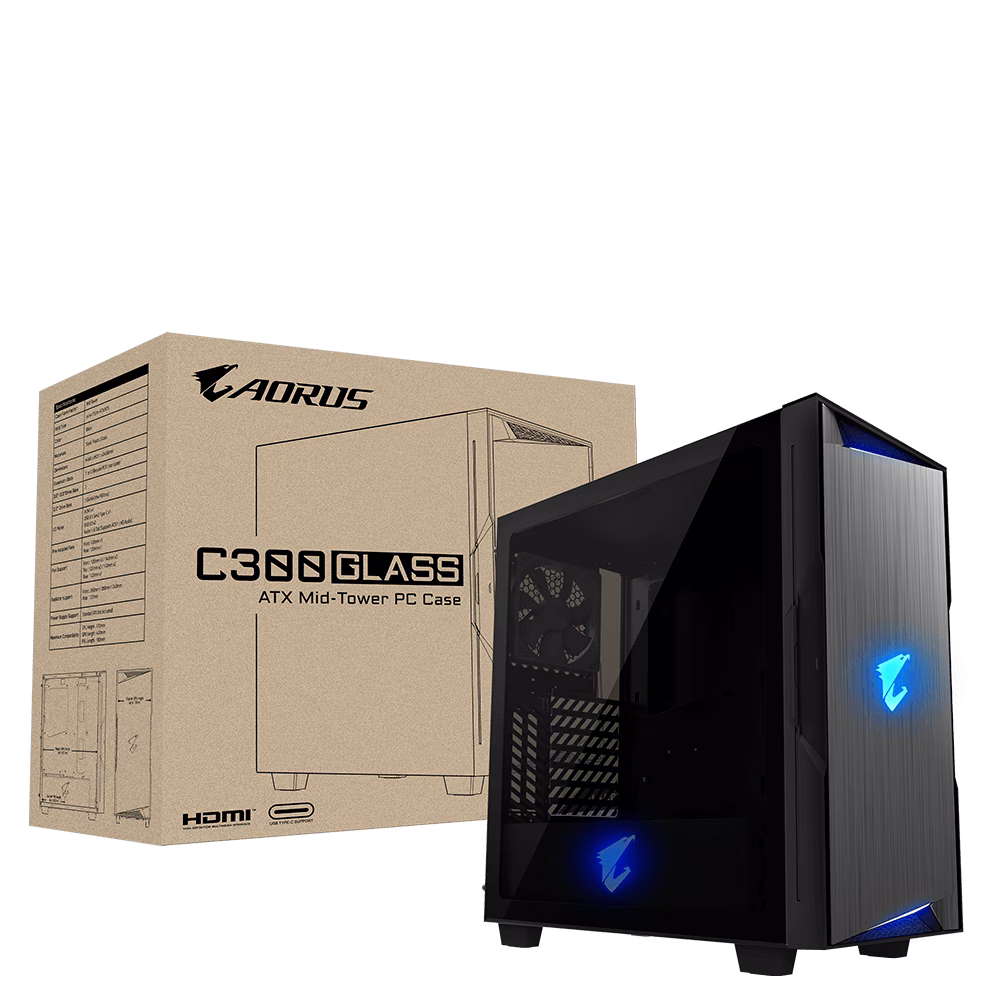 GIGABYTE AORUS C300 GLASS GB-AC300G, Mid Tower, Mini-ITX/M-ATX/ATX, Black | AC300G-ATX thumbnail 2