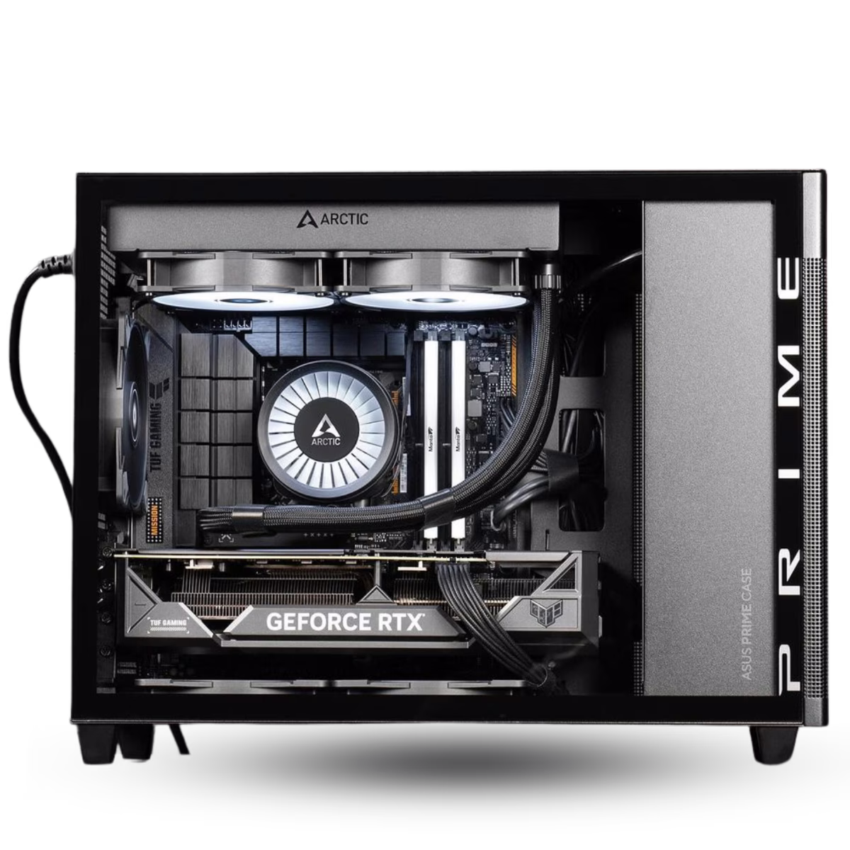 ASUS Powered High-End 8K Video Rendering PC - Intel Core i9-14900KF 24 Cores 32 Threads, NVIDIA RTX 4070 SUPER 12GB, 64GB RAM 6000MHz DDR5, 2TB SSD Gen 4 990 PRO, 850W 80+ Gold PSU, 360mm Liquid Cooler, Wi-Fi 6E +BT image