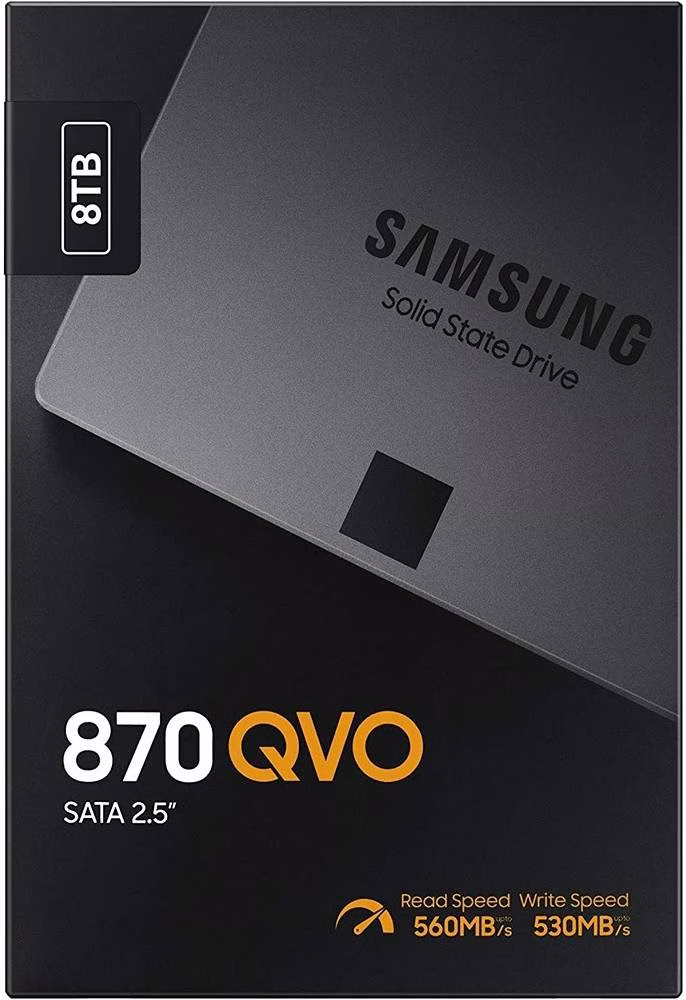 SAMSUNG 870 QVO Series 8TB SATA 2.5" Internal SSD, Up to 560 MB/s Read & 530 MB/s Write Speeds, V-NAND 4bit MLC, 1.5 M MTBF, S.M.A.R.T Supported | MZ-77Q8T0BW thumbnail 2