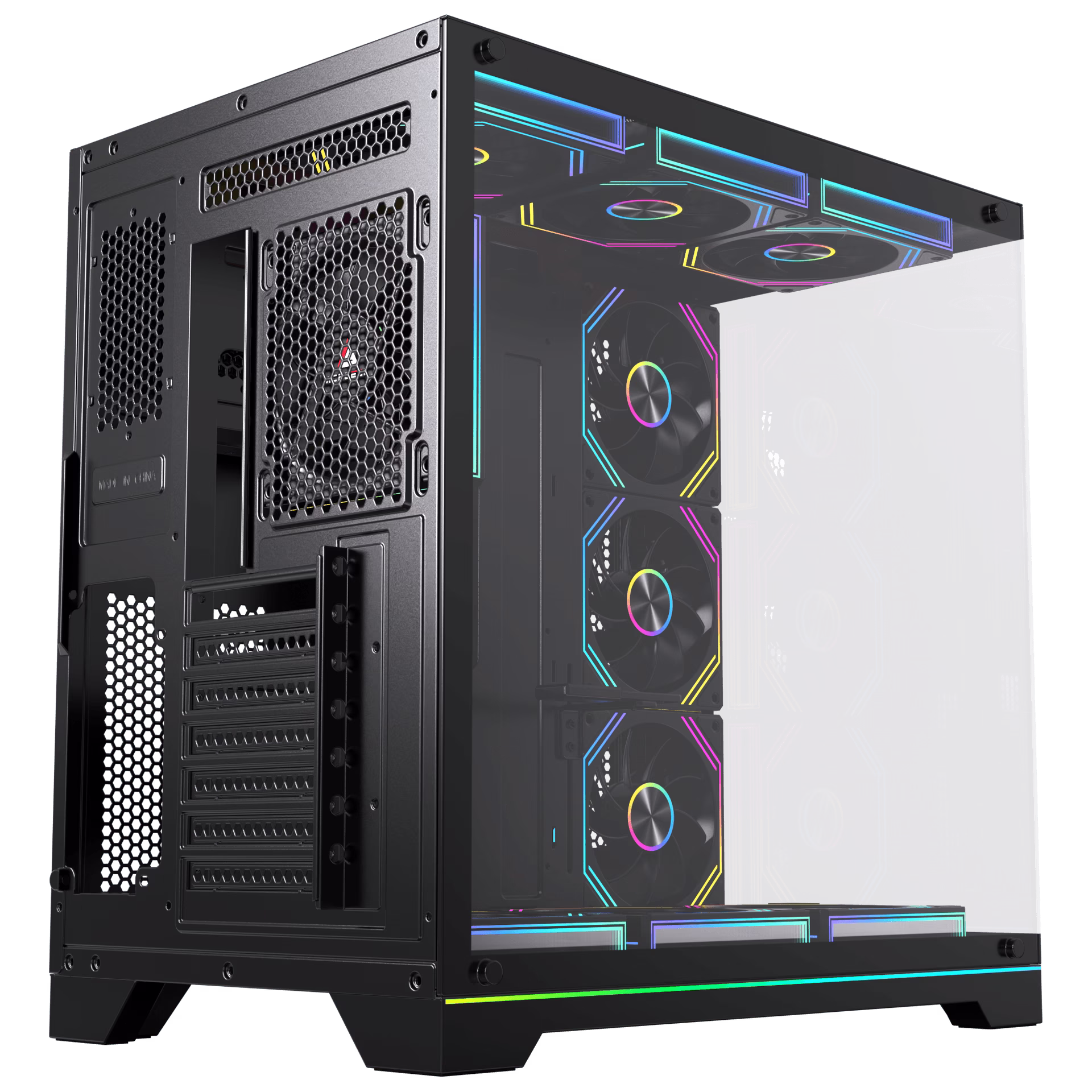 Acegeek Mercury R425X Black RGB Mid Tower Case, 7x Pre-installed RGB Fans, ATX, M-ATX, ITX Motherboard Supports, 360mm Radiator Support, 410mm Max GPU Clearance thumbnail 6