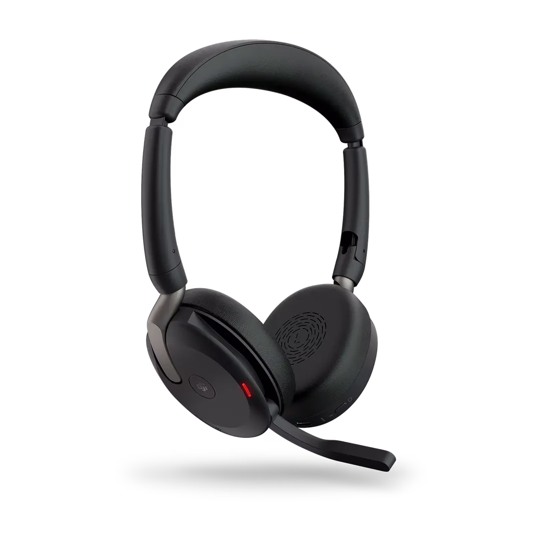 Jabra Evolve2 65 Flex MS Stereo Wireless Headset, USB-A, Bluetooth, Active Noise Cancellation (ANC), Foldable Design, 360° Busylight, Dual Microphones, Black | 26699-999-999 thumbnail 2
