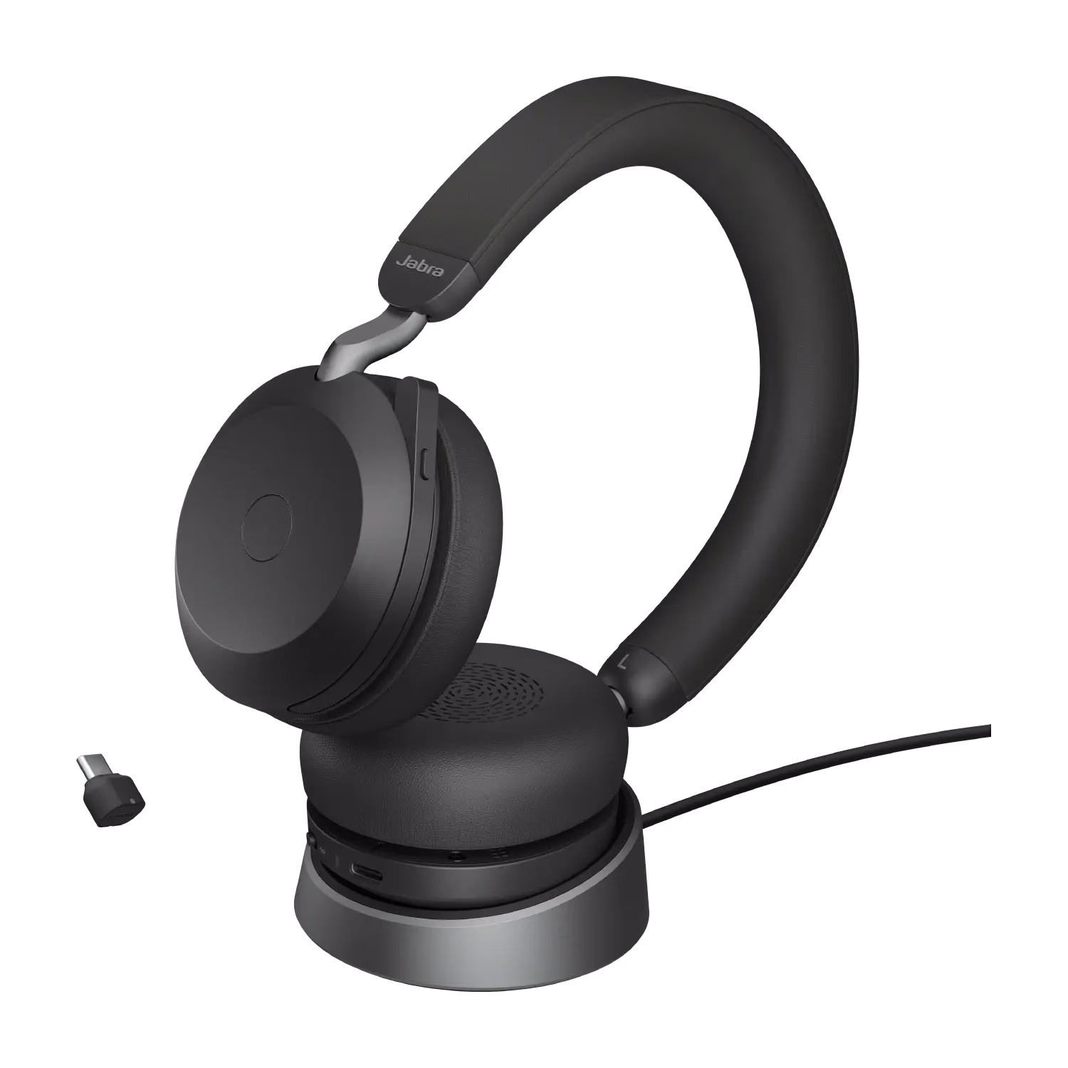 Jabra Evolve2 75 USB-C UC Wireless Headset with Charging Stand, Active Noise-Cancellation ANC, Microphone, On-ear headband, USB-A/USB-C BT Adapter, BT 5.2, Black | 27599-989-889 – Buy Online