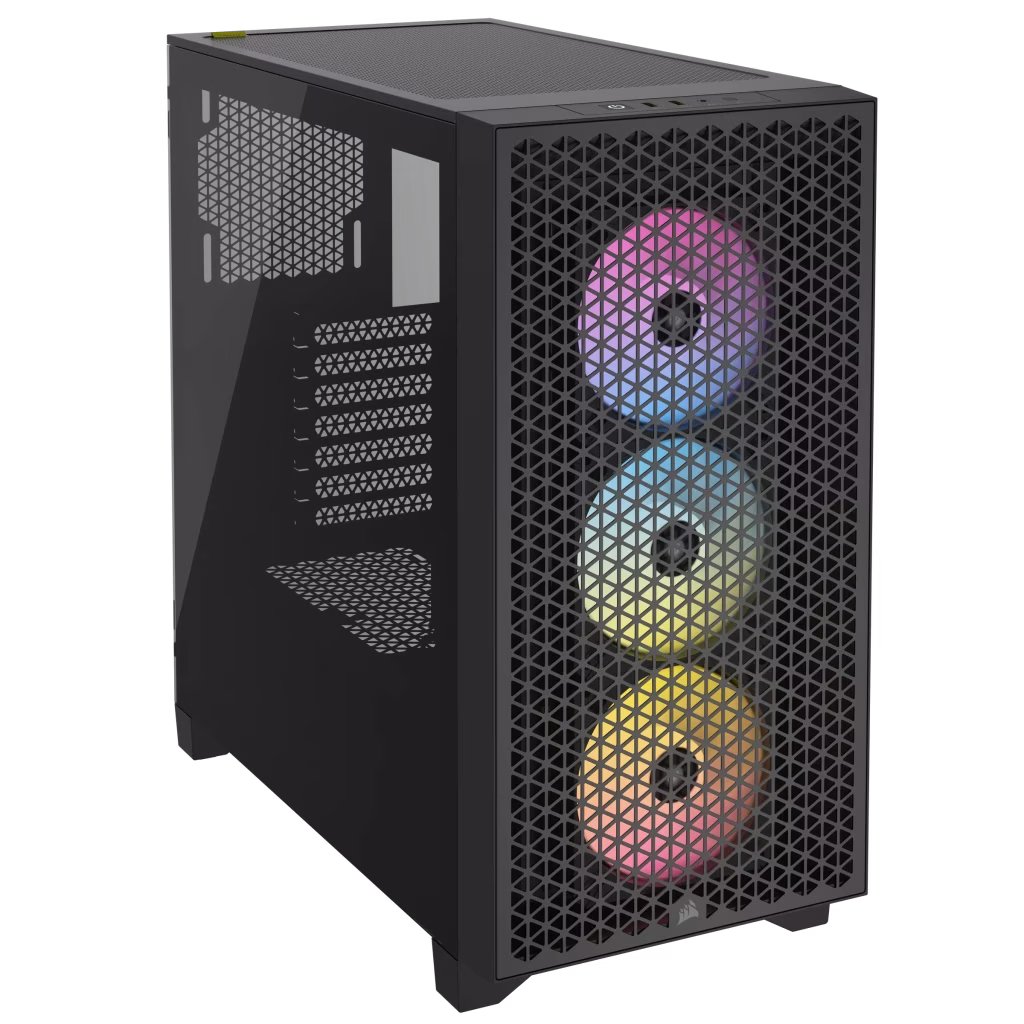 Corsair 3000D RGB AIRFLOW Mid-Tower PC Case, High-performance airflow optimized front panel, Tempered Glass,  3x Pre-fitted CORSAIR AR120 RGB fans, Fits four-slot graphics cards, 7x Expansion Slots, 5x Drive Bays, Black | CC-9011255-WW thumbnail 9