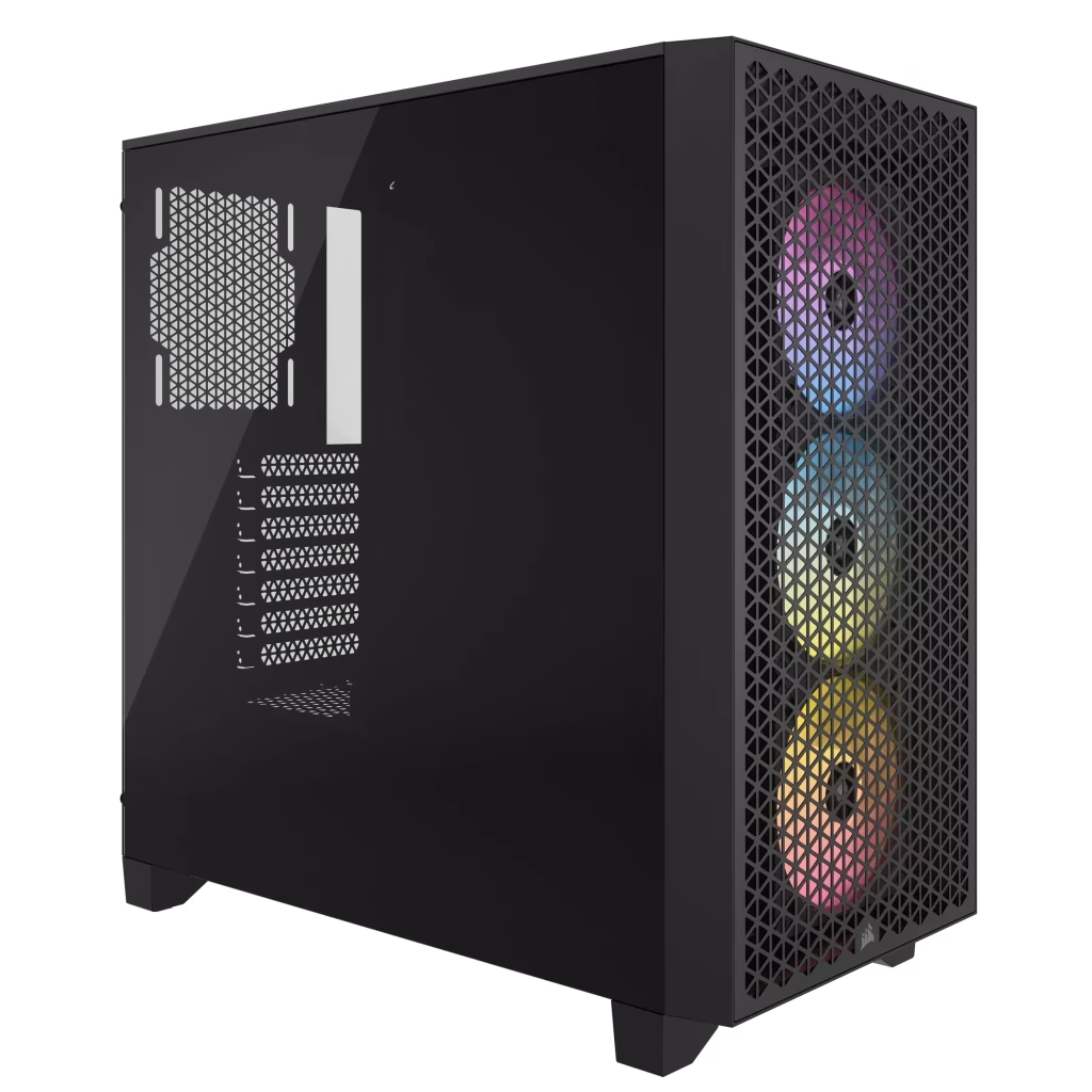 Corsair 3000D RGB AIRFLOW Mid-Tower PC Case, High-performance airflow optimized front panel, Tempered Glass,  3x Pre-fitted CORSAIR AR120 RGB fans, Fits four-slot graphics cards, 7x Expansion Slots, 5x Drive Bays, Black | CC-9011255-WW thumbnail 11