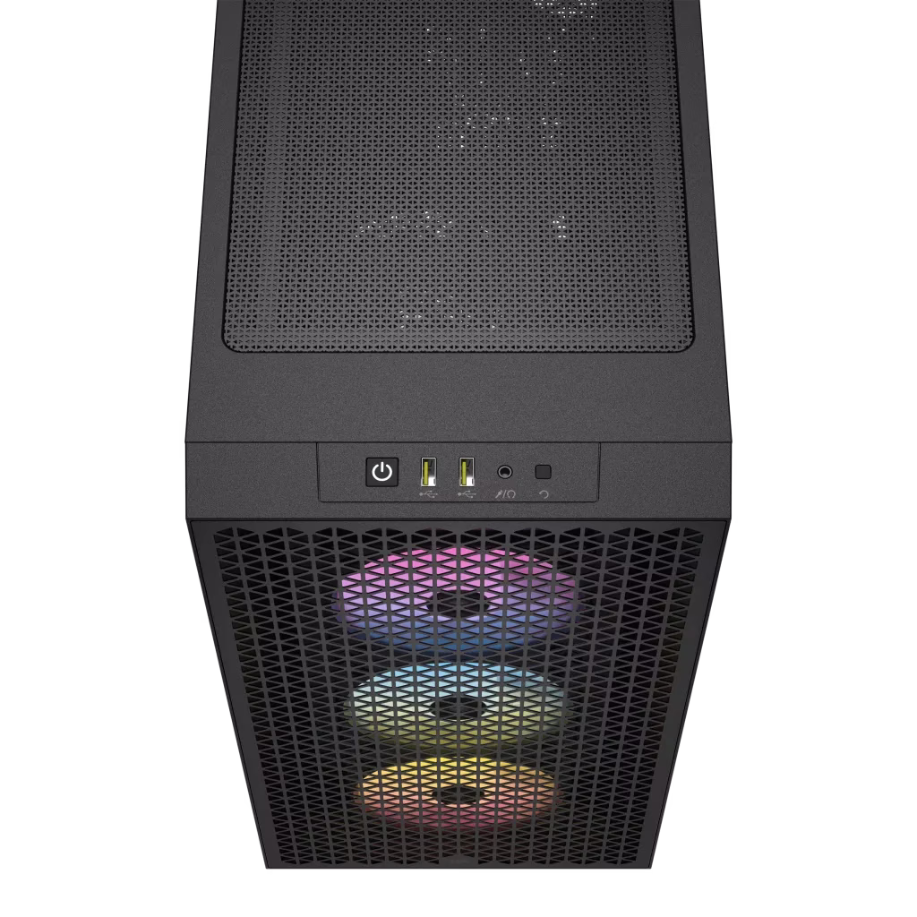 Corsair 3000D RGB AIRFLOW Mid-Tower PC Case, High-performance airflow optimized front panel, Tempered Glass,  3x Pre-fitted CORSAIR AR120 RGB fans, Fits four-slot graphics cards, 7x Expansion Slots, 5x Drive Bays, Black | CC-9011255-WW thumbnail 2