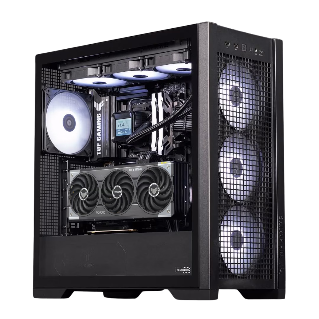 ASUS Powered Gaming & Rendering PC, AMD Ryzen 7 9800X3D, TUF GAMING 5070 Ti OC 16GB, 64GB (2x32GB) DDR5 6000MHz, 990 Pro 2TB NVMe, AIO Cooler, 850W – Buy Online