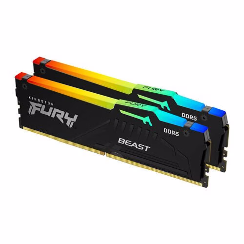 Kingston FURY Beast  RGB XMP 64GB (2x32GB) DDR5 5200MT/s CL40 Memory Kit, Non-ECC Unbuffered DIMM (Kit of 2) 2RX8 40-40-40 1.25V 288-pin 16Gbit, Black | KF552C40BBAK2-64 thumbnail 3