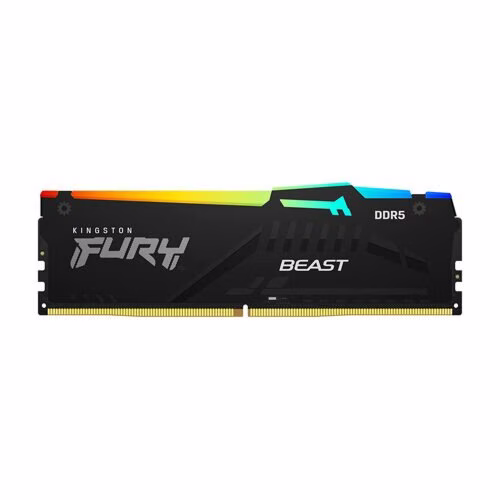Kingston FURY Beast  RGB XMP 64GB (2x32GB) DDR5 5200MT/s CL40 Memory Kit, Non-ECC Unbuffered DIMM (Kit of 2) 2RX8 40-40-40 1.25V 288-pin 16Gbit, Black | KF552C40BBAK2-64 image