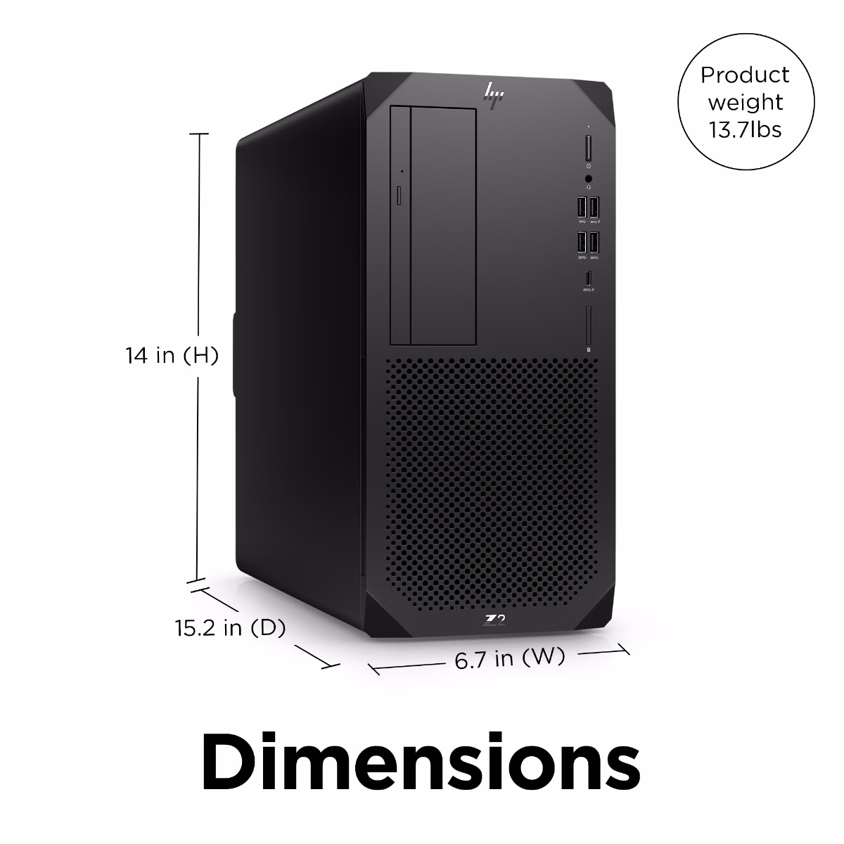 HP Z2 G9 Tower Workstation, Intel Core i9-14900K CPU, 16GB DDR5 RAM, 1TB NVMe M.2 SSD, Win 11 Pro, Black, 3 year Warranty | 4N3U8AV  hp i9 workstation thumbnail 2