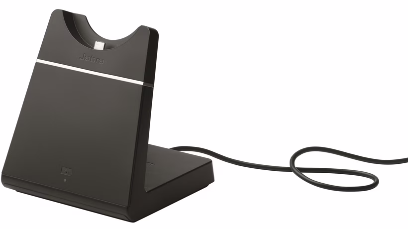 Jabra Evolve 65 SE UC Stereo Wireless Headset, USB-A, Link 390a Adapter, Desk Stand Included, Dual Microphones, Noise-Cancelling Mic, Black | 6599-833-499 thumbnail 4
