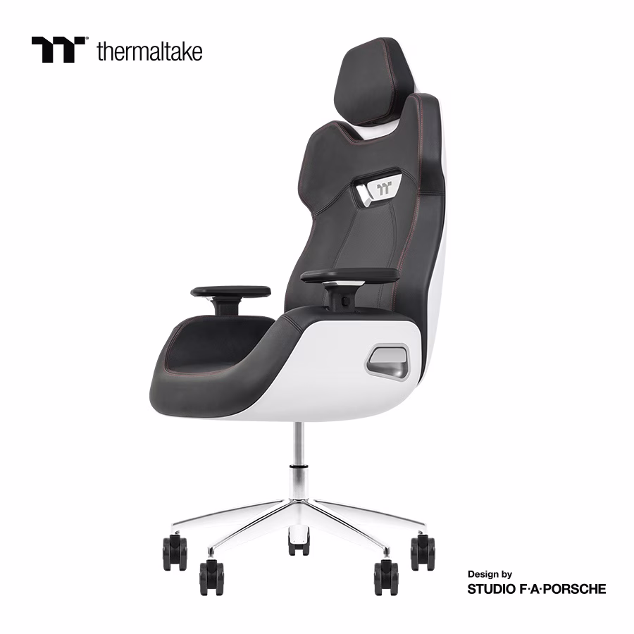 Thermaltake Argent E700 Real Leather Gaming Chair, Design by Studio F. A. Porsche, 4D Adjustable Armrests, Wire-Control Mechanism, 4 Gas Lift-Glacier White thumbnail 4