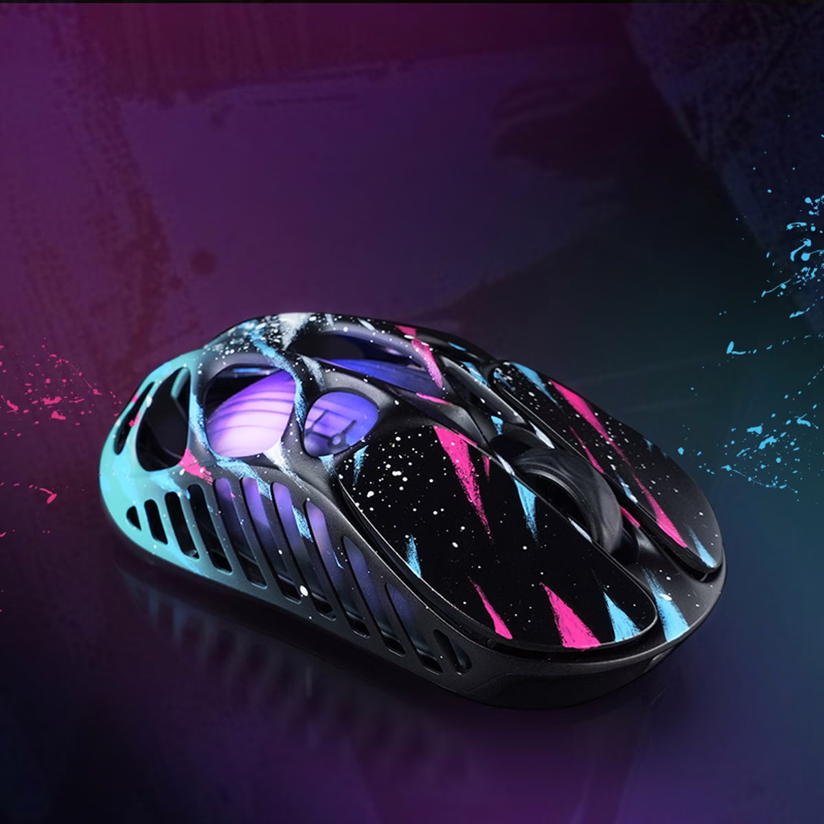 Gravastar Mercury X Pro Special Edition Neon Graffiti Magnesium Alloy Wireless Gaming Mouse, PAW 3950 (32,000 DPI), 1,000 Hz/8,000 Hz, Tri-mode (Wired/Bluetooth 5.1/2.4GHz Wireless) Connectivity thumbnail 4