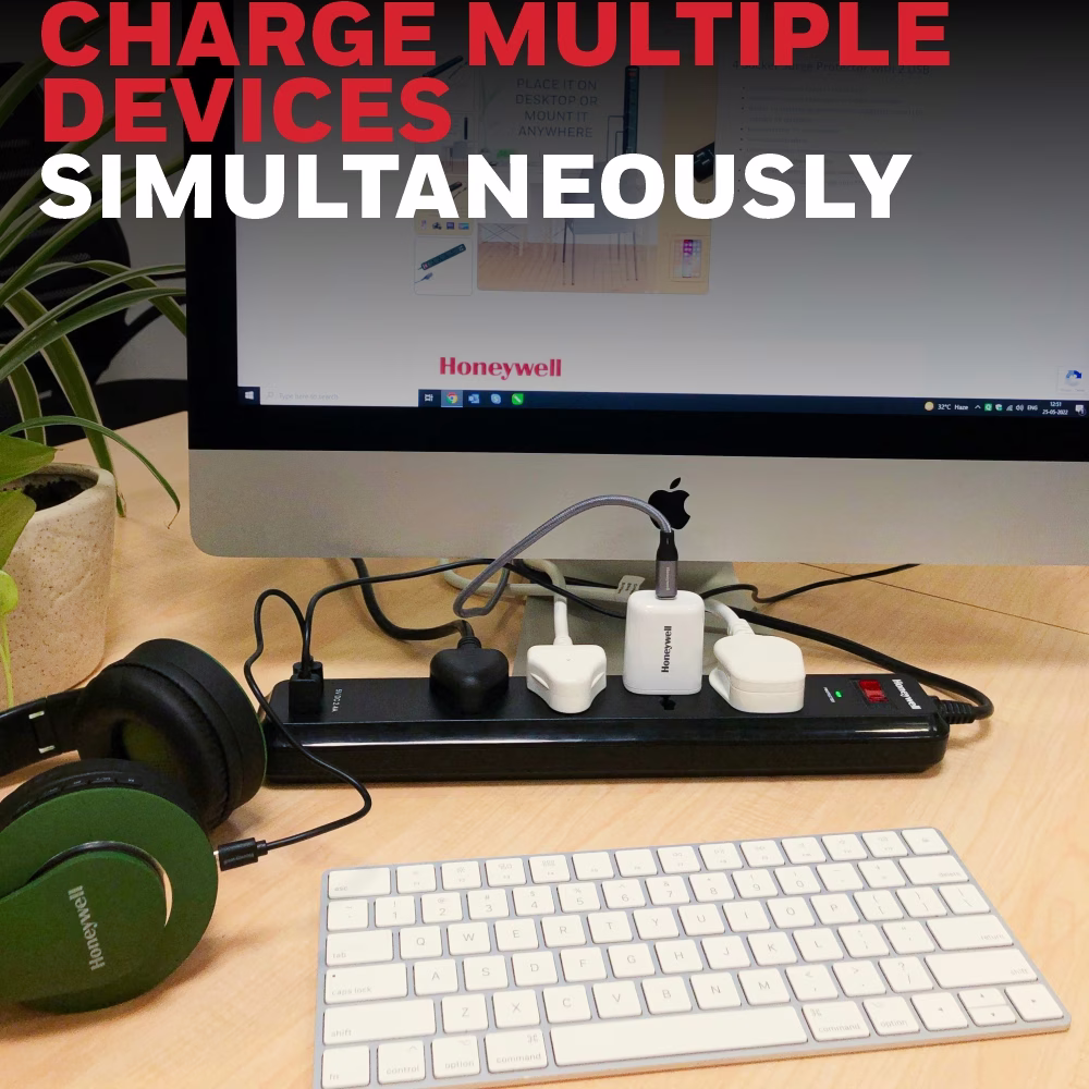 Honeywell 4 Socket Surge Protector with 2 USB thumbnail 2