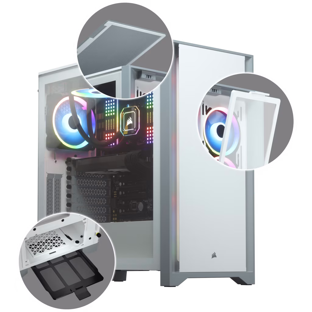 Corsair 4000D Tempered Glass Mid-Tower ATX Case, Steel, Tempered Glass, Plastic, Motherboard Support upto E-ATX, 4x Drive Bays, 9x Expansion Slots, White | CC-9011199-WW thumbnail 14