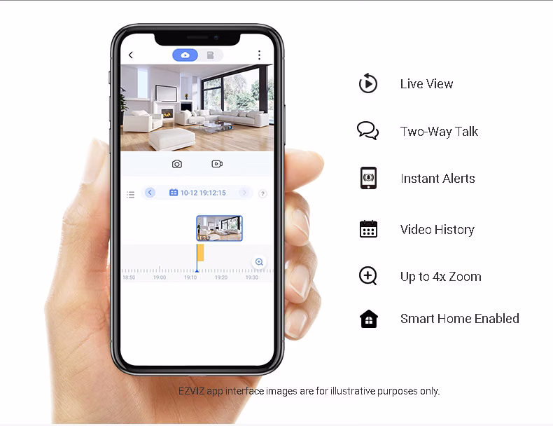 EZVIZ C6W 4MP Smart Home Wi-Fi Pan-Tilt Camera, 2K Resolution, Auto-Zoom Tracking, 360° View | C6W thumbnail 3
