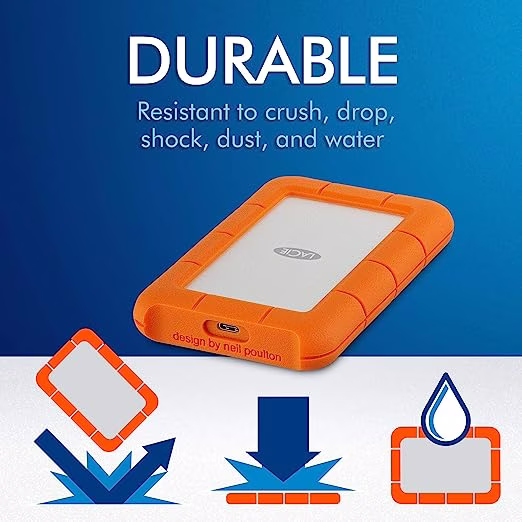 LaCie 5TB Rugged USB 3.1 Gen 1 Type-C External Hard Drive, Up to 130 MB/s Data Transfer Speed, Rugged Protection, Bus Powered. thumbnail 5