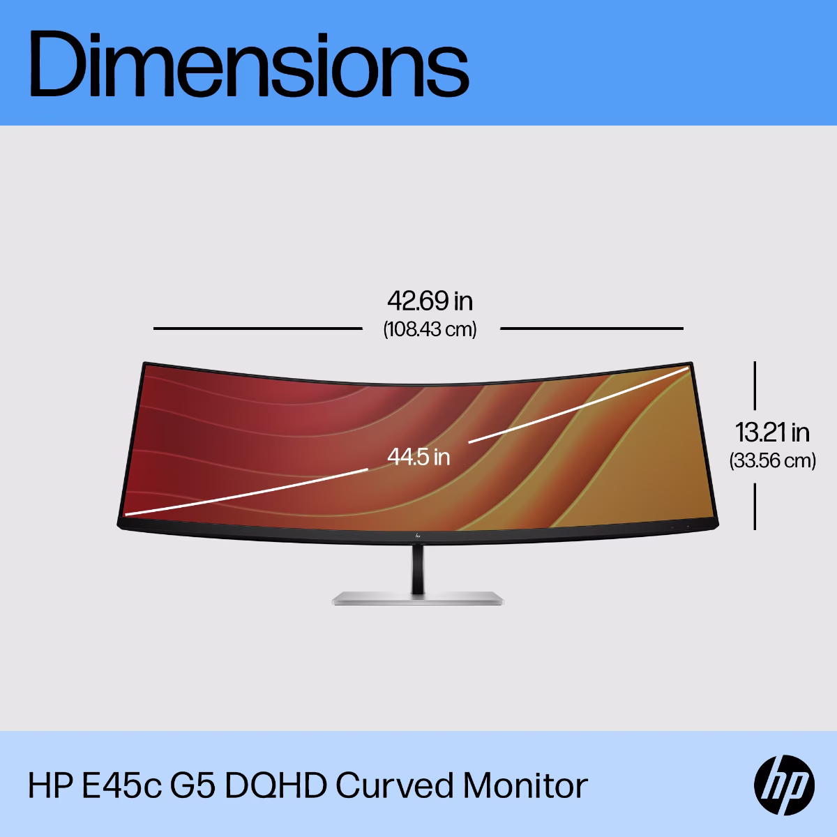 HP E45c G5 DQHD Curved Monitor, 44.5" diagonal, (5120 x 1440), VA Panel, 60 Hz, 3ms GtG (with overdrive), 1500R curvature; Height adjustable, AMD Freesync??? Premium, Integrated speakers, HP Eye Ease, Virtual dual display, Ambient light sensor, Anti-glare thumbnail 6