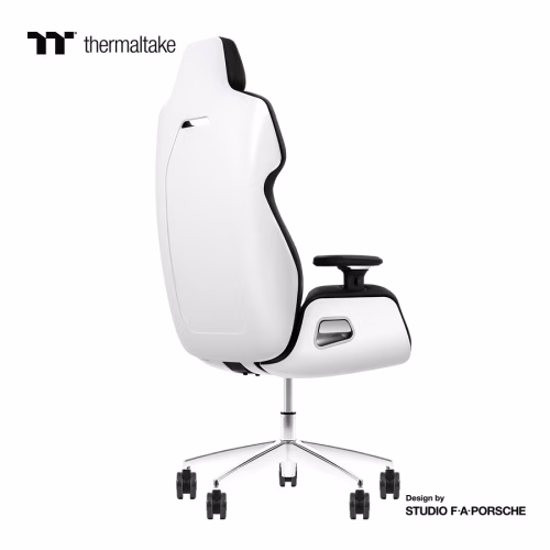 Thermaltake Argent E700 Real Leather Gaming Chair, Design by Studio F. A. Porsche, 4D Adjustable Armrests, Wire-Control Mechanism, 4 Gas Lift-Glacier White image