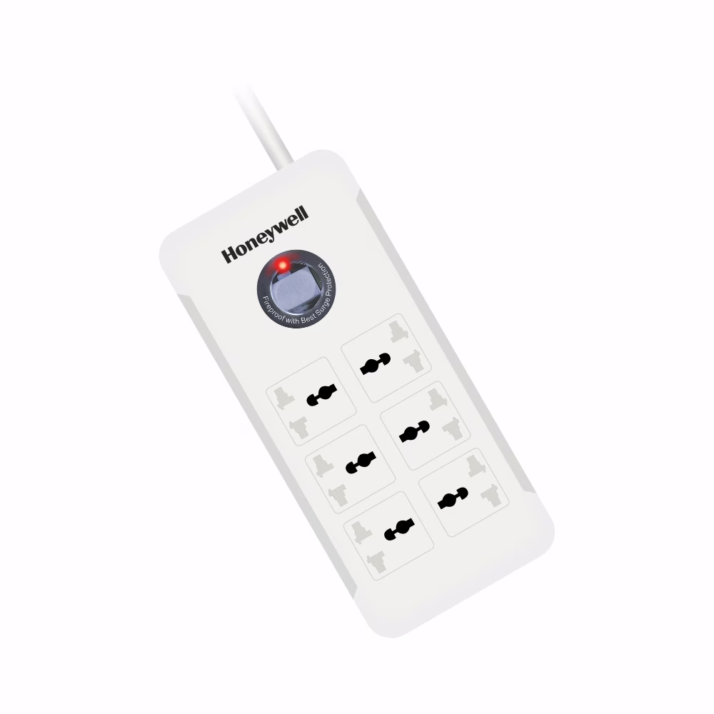 Honeywell Platinum 6 Out Surge Protector, 6 Socket, 1.5 Meter, X3 MOV Technology Solution (White) | HC000017/SRG/1.5M/WHT/6/UK image