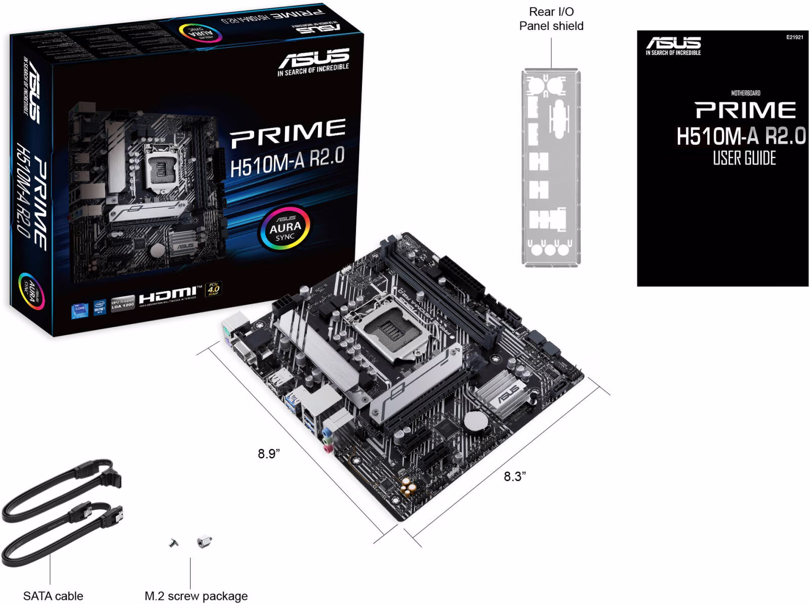 Asus Prime H510M-A R2.0, LGA 1200, M-ATX Motherboard, PCIe 4.0, 32Gbps M.2 slot, DisplayPort/ HDMI???/VGA, USB 3.2 Gen 1 ports, SATA 6 Gbps, AURA SYNC, Armoury Crate, Q-LED Core | 90MB1FP0-M0EAY0 thumbnail 3