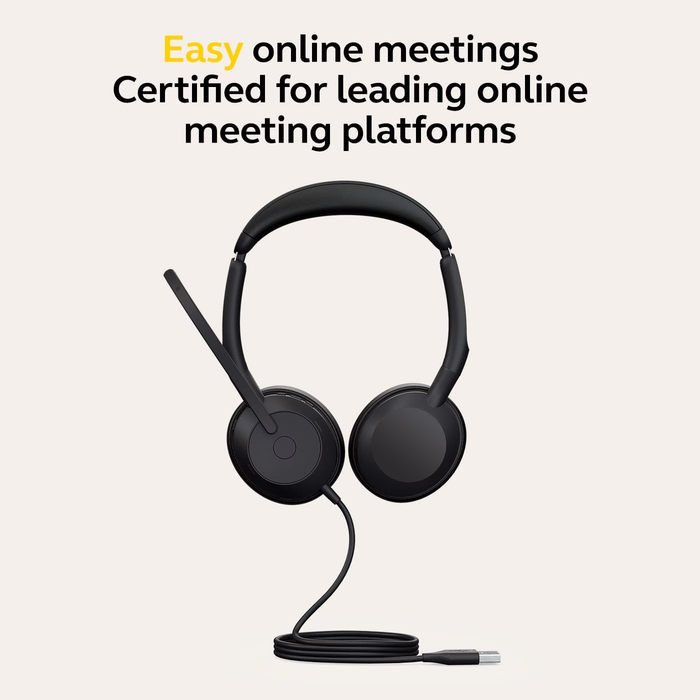 Jabra Evolve2 50 MS Stereo Wired Headset, USB-A, Noise-Cancelling Microphones, Black – 25089-999-999 thumbnail 2