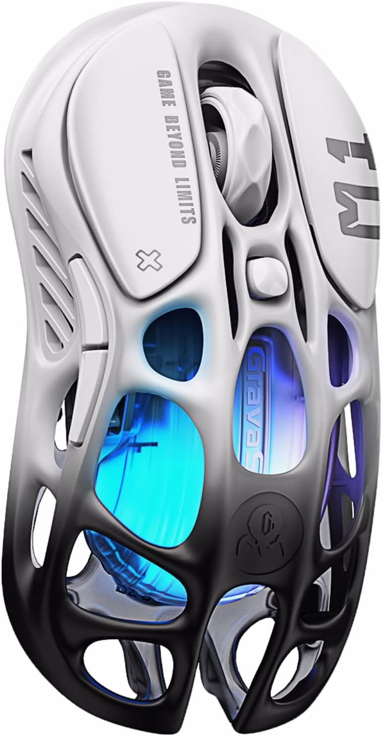 GravaStar Mercury M1 Pro Wireless Gaming Mouse, Lightweight Magnesium Alloy, 26,000 DPI, PAW3395DM Sensor, 5 Programmable Buttons, Support Wired/2.4GHz/BT, Up to 200 Hours Battery Life-Gradient Black – Buy Online