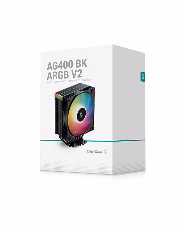 Deepcool AG400 BK ARGB V2 All-black Single-tower AMD & Intel CPU Cooler, 500~2100 RPM±10%, 75.89 CFM Airflow, 120mm ARGB PWM Fan |  R-AG400-BKAMMN-GJD thumbnail 2