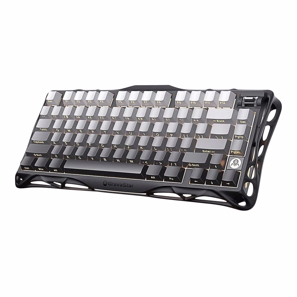 Gravastar Mercury K1 Gradient Black Tri-mode (Wired/Bluetooth/2.4GHz Wireless) 75% Mechanical Gaming Keyboard, Side Engraving, Bionic Flow, 5-Layer Sound Deadening Padding, Wear Resistant and Non-Slip, RGB Backlit Keyboard, Black | GS K1_GBLK – Buy Online