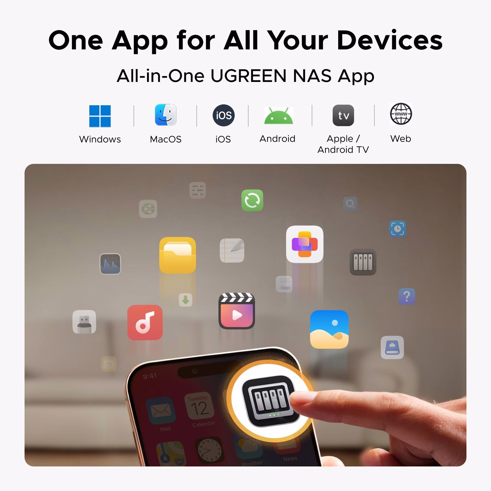 UGREEN NASync DH2300 2-Bay NAS, Rockchip 8-Core CPU, 4GB RAM, 4K HDMI, 60TB Capacity, Private Home Cloud & AI Photo Storage, Diskless thumbnail 2