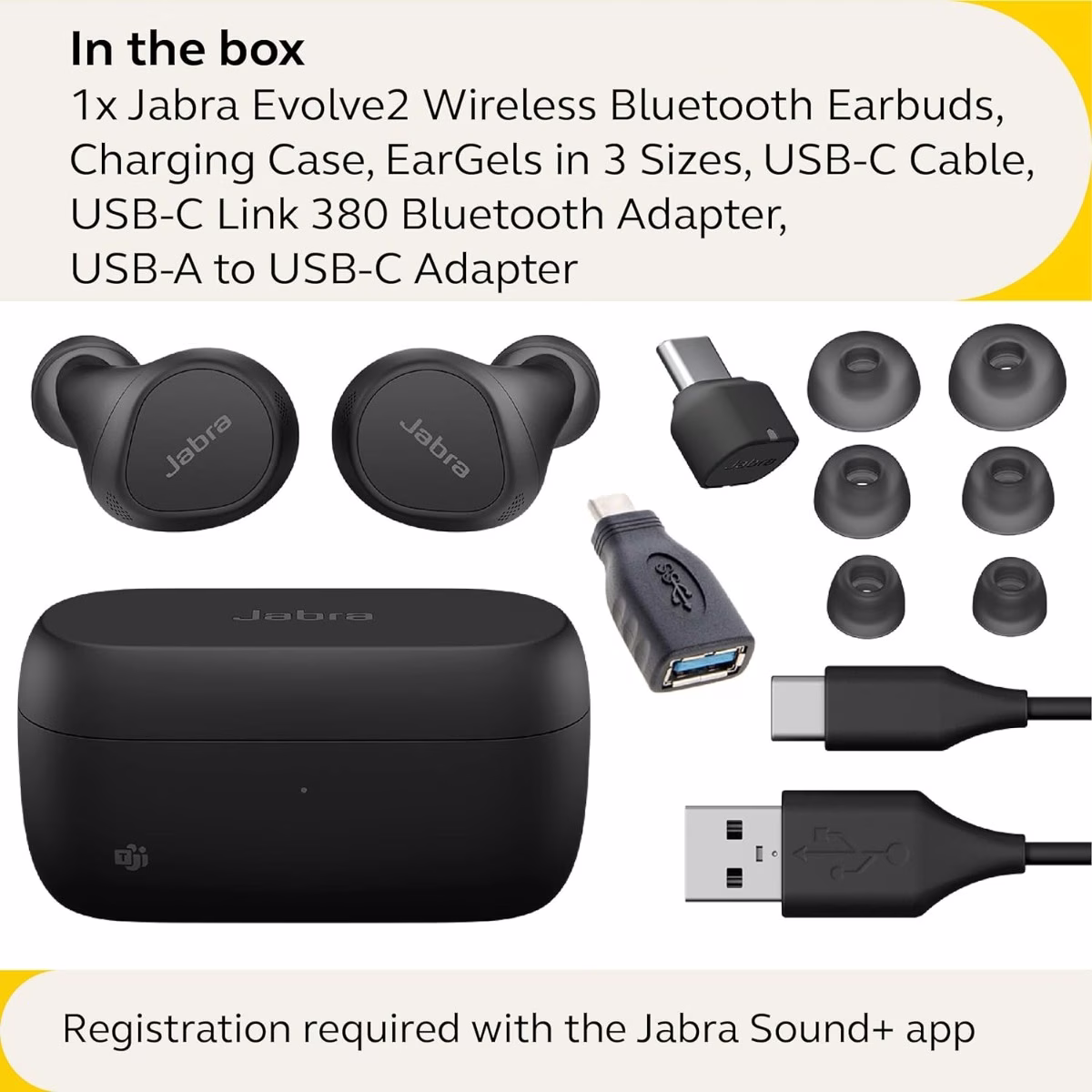 Jabra Evolve2 True Wireless in-Ear Bluetooth Earbuds with Active Noise Cancellation (ANC) and 4-mic MultiSensor Voice Technology - Microsoft Teams Certified, Works with All Other Meeting apps - Black| 20797-999-899  image