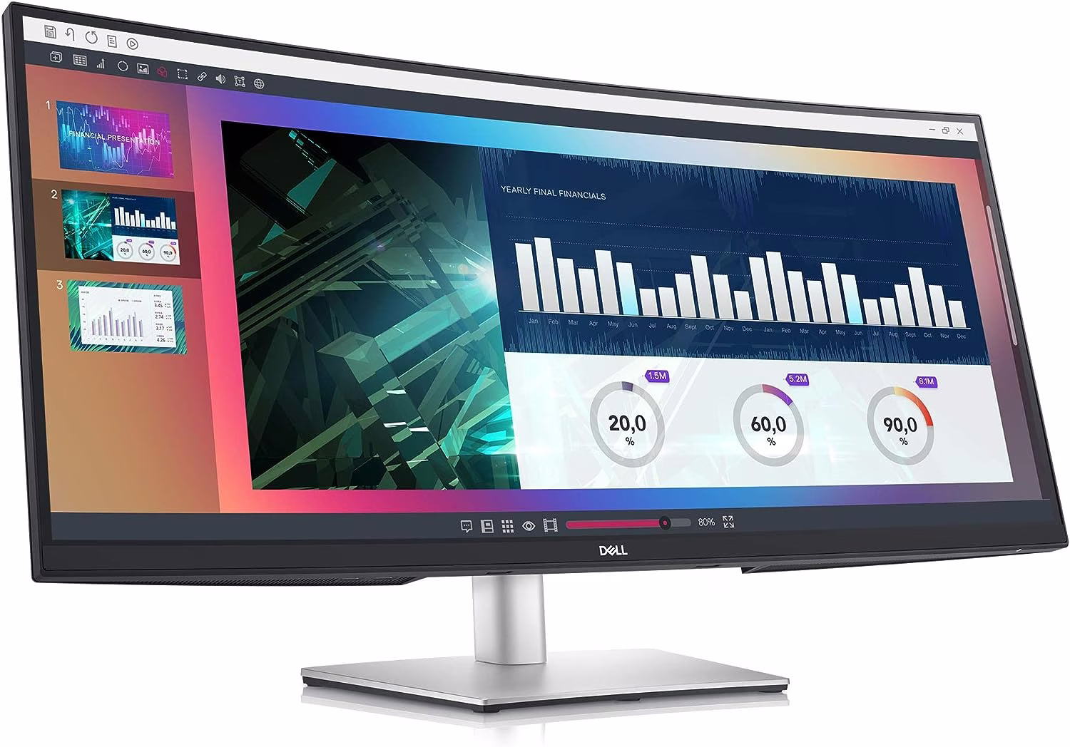 Dell 34 Inch Ultrawide, WQHD (Wide Quad High Definition), Curved USB-C Monitor (P3421W), 3440 x 1440 at 60Hz, 3800R Curvature, 1.07 Billion Colors, Adjustable, Black image
