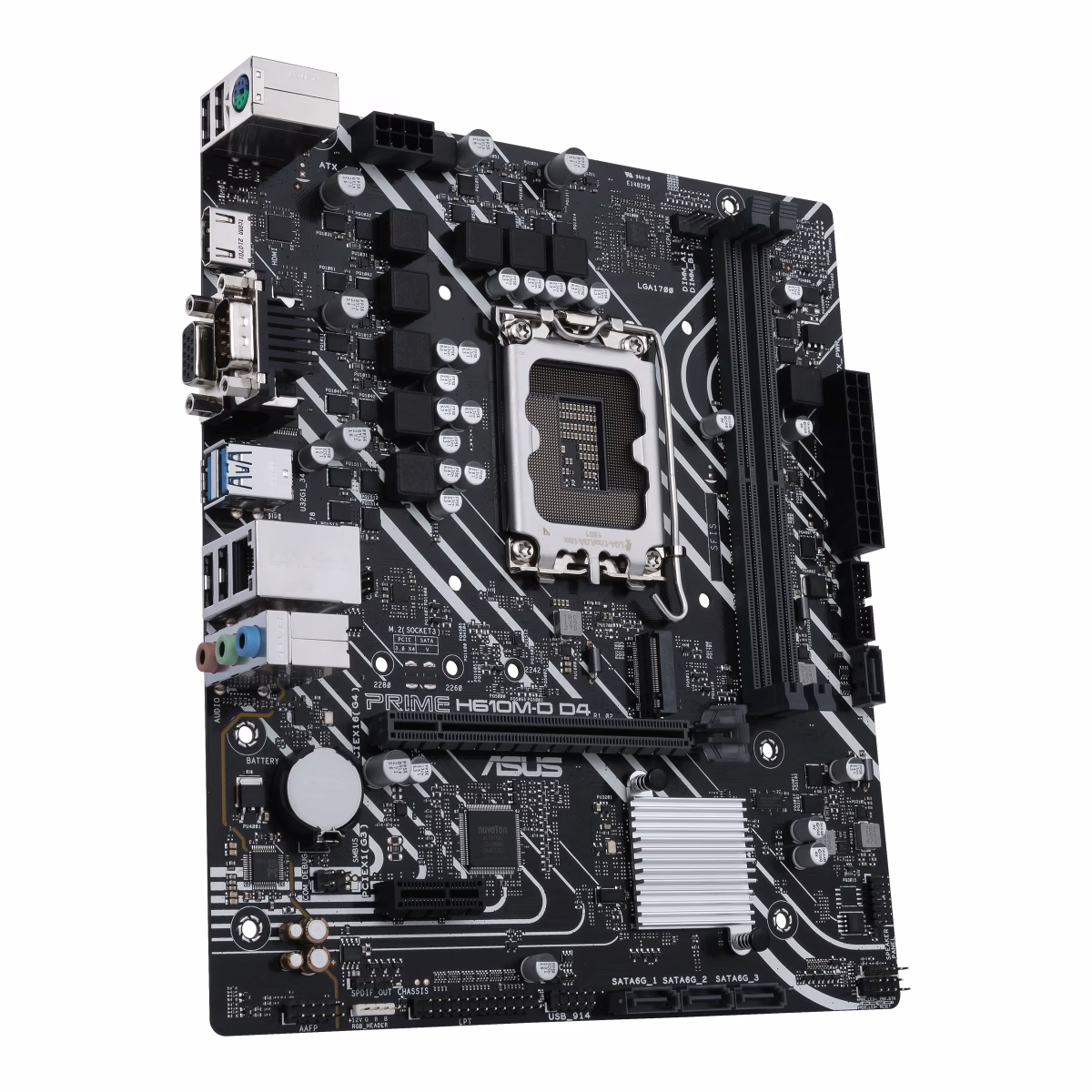 Asus Prime H610M-D D4 Mic ATX Motherboard, LGA 1700 Socket, DDR4 Support, PCIe 4.0, M.2 Slot, 1Gb Ethernet, HDMI, D-Sub, USB 3.2 Gen, SATA 6 Gbps, COM Port, LPT / RGB Header | 90MB1A00-M0EAY0 thumbnail 3