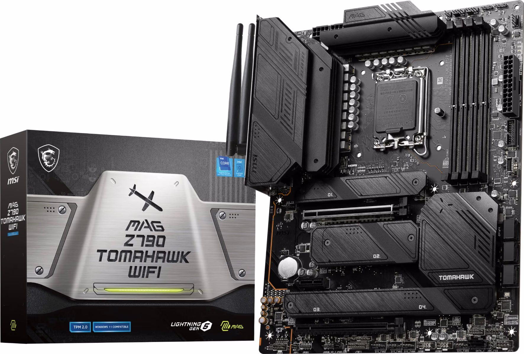 MSI MAG Z790 TOMAHAWK WIFI Motherboard, Intel LGA1700, DDR5, PCIe 5.0, Wi-Fi 6E | 911-7D91-020 thumbnail 2