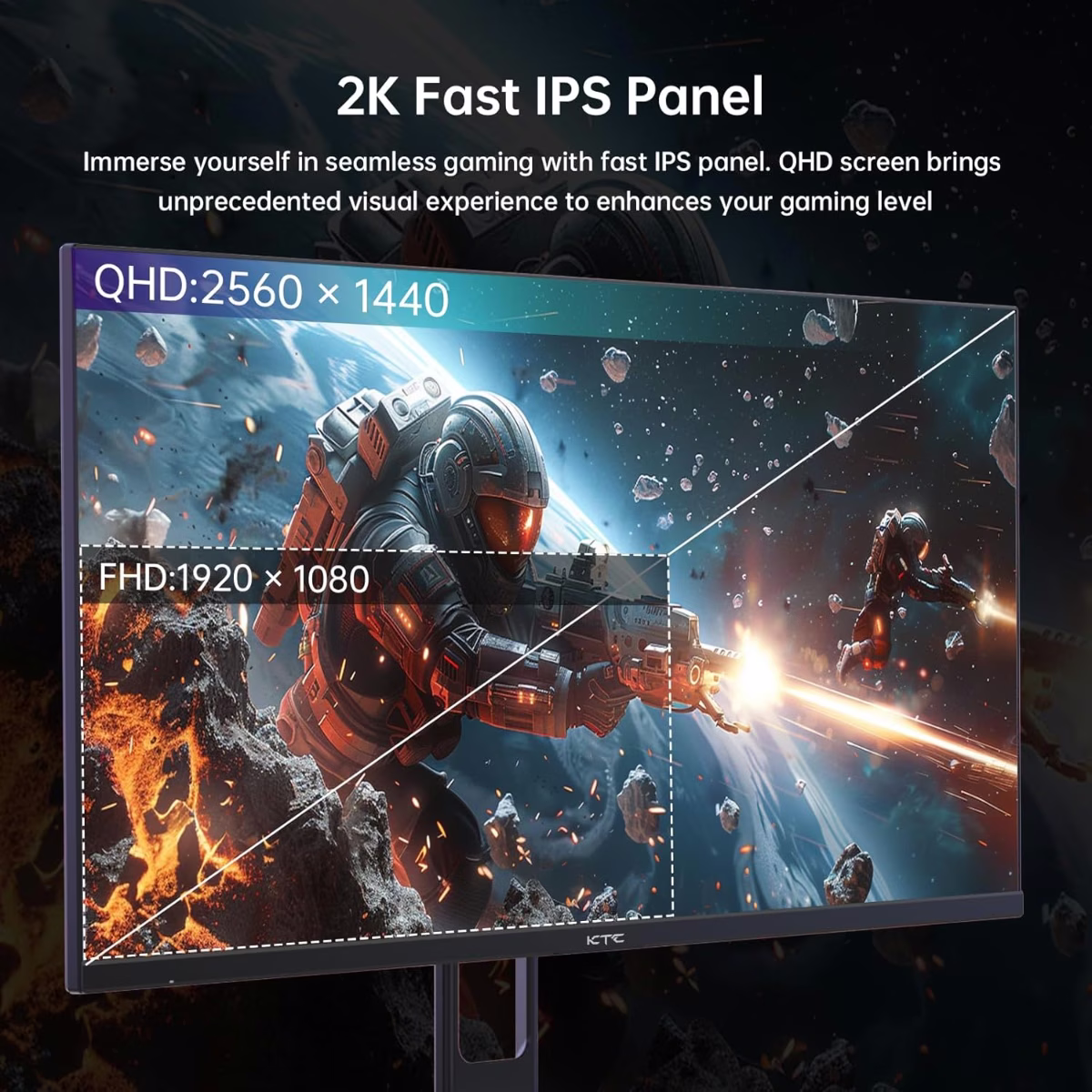 KTC 27 Inch QHD Gaming Monitor, 180Hz 1ms GTG Fast IPS 2K Computer Gamer Monitor, 1440P HDR Frameless Monitor with Adaptive Sync, Tilt Adjustment, VESA Compatible, Eye Care, DisplayPort HDMI | H27T22S thumbnail 4