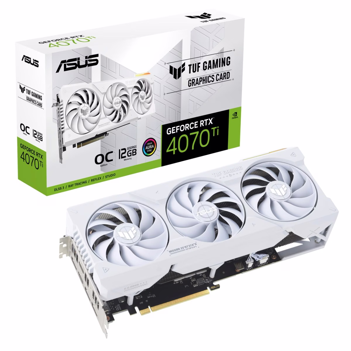 ASUS TUF Gaming GeForce RTX 4070 Ti White 12GB GDDR6X OC Edition Gaming Graphics Card White (NVIDIA GeForce RTX4070Ti DLSS 3, PCIe 4.0, 2X HDMI 2.1, 3X DisplayPort 1.4a,  90YV0IJ2-M0NA00 thumbnail 2