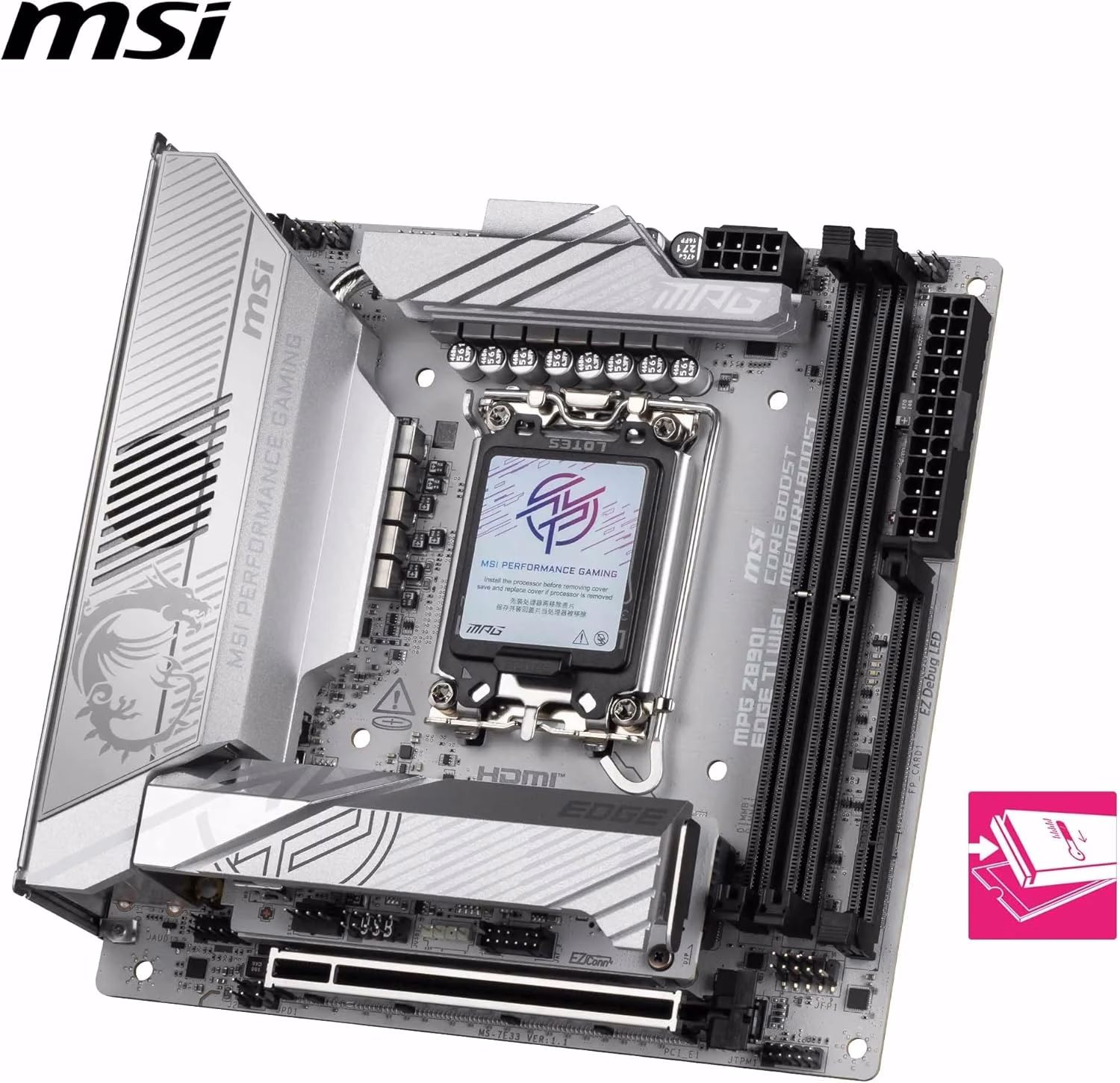 MSI MPG Z890I Edge Ti WiFi LGA 1851 Mini ITX Motherboard, Intel Z890 Chipset, 2x DDR5 UDIMM Slots, Up to 128GB Max Memory, 1x PCI-E x16 Slots, 4x M.2 Slots, WiFi & BT Connectivity | 911-7E33-004 thumbnail 6